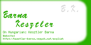 barna kesztler business card